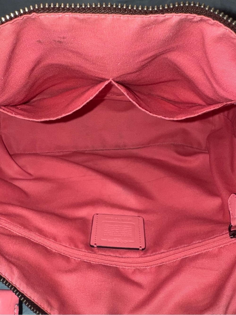 Coach F79609 Gallery Tote in Signature Canvas, with Pink Trim and Cherry Charm - Picture 11 of 13